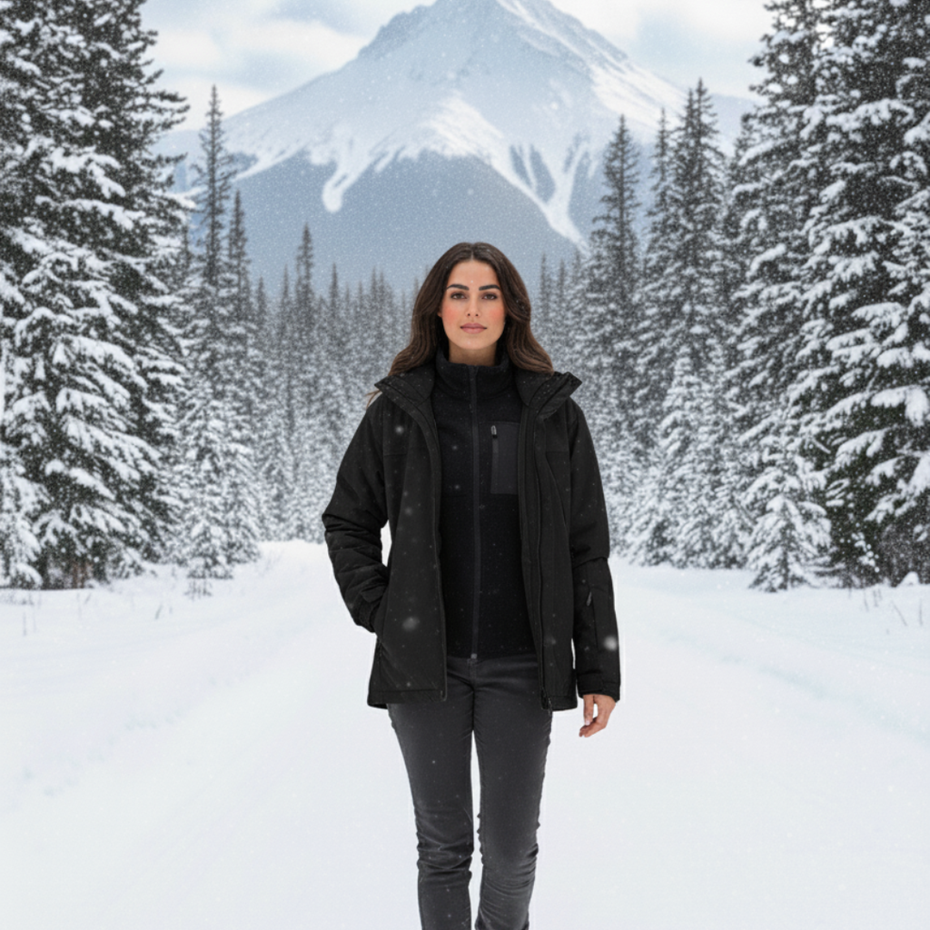 3-in-1 Hooded Fleece Winter Jacket for Women – Versatile Warmth, Breathable Fabric, Available in Multiple Sizes 0