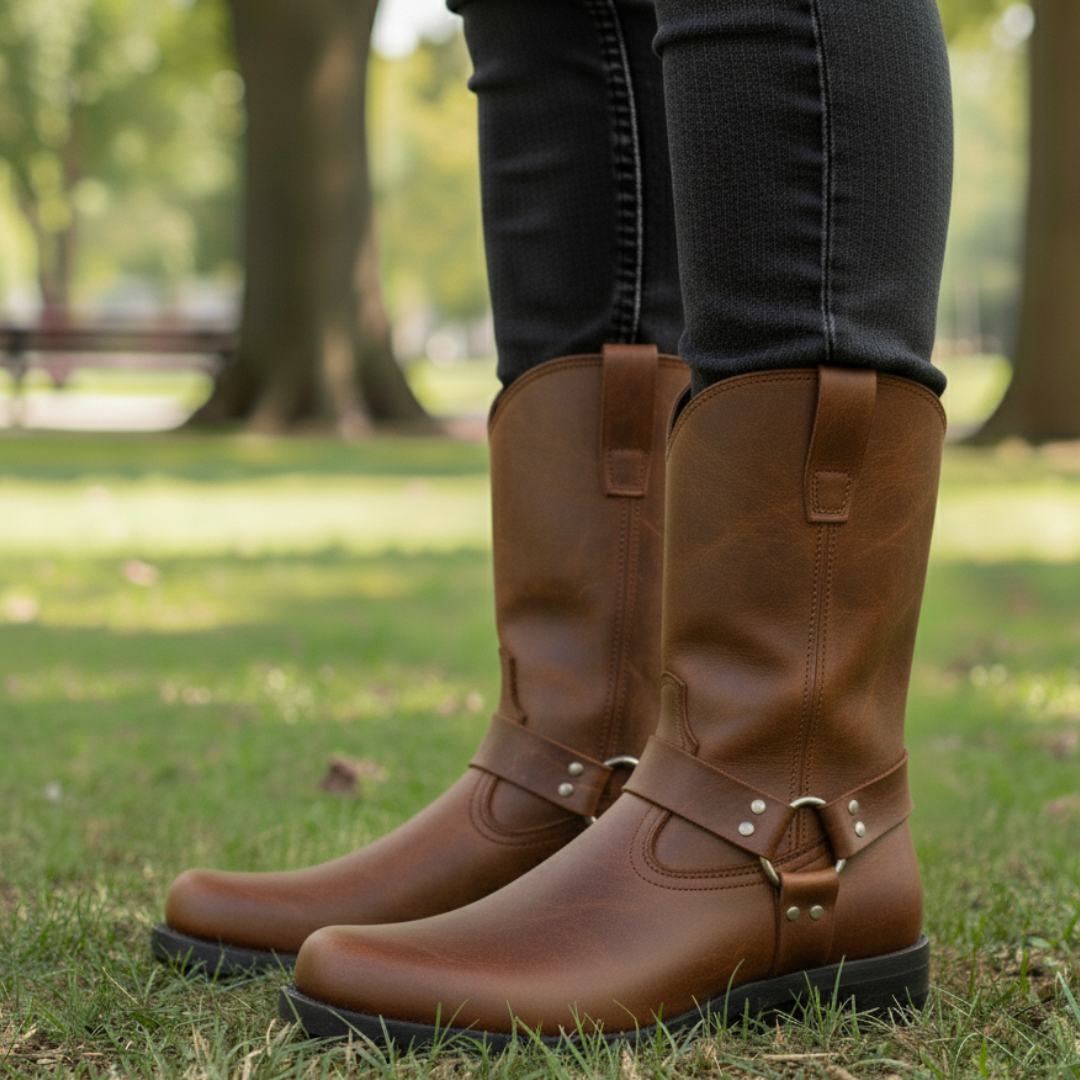 Vintage-Inspired Premium Leather Mens Cowboy Boots – Comfortable Western Footwear for Casual and Formal Wear