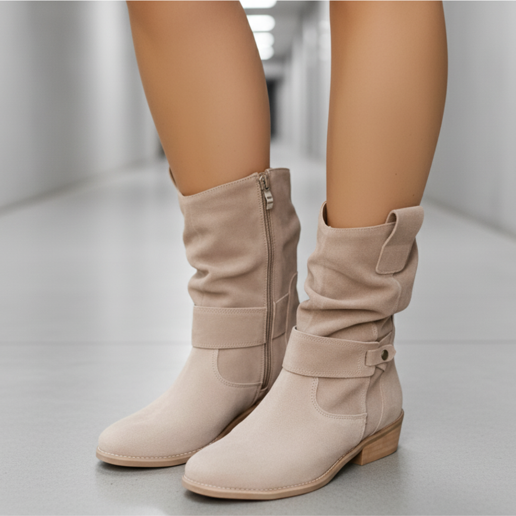 Casual Faux Suede Boots with Soft Footbed – Comfortable Round Toe Low Heel Boots for All Occasions 0