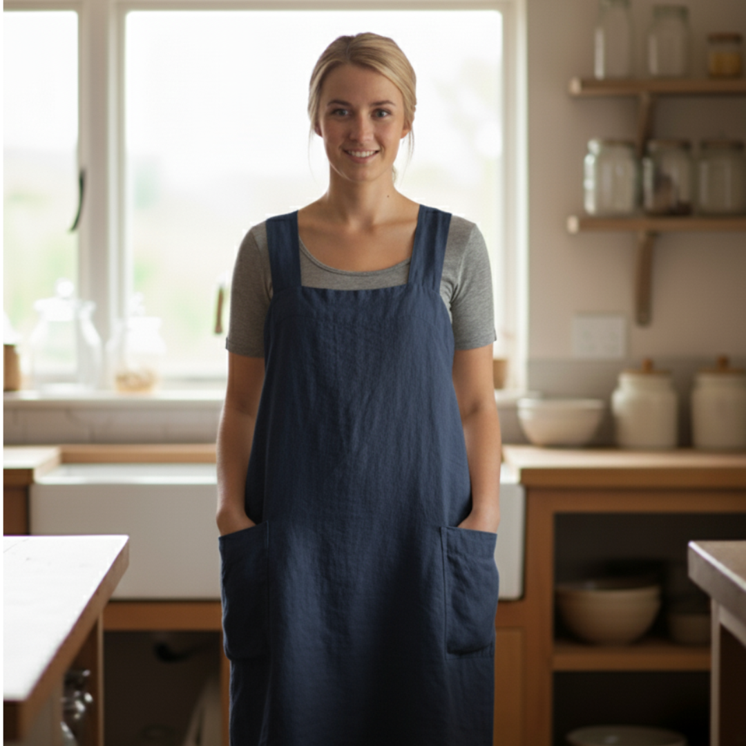 Cotton Apron Dress with Pockets – Stylish and Functional Design for Cooking and Crafts 0
