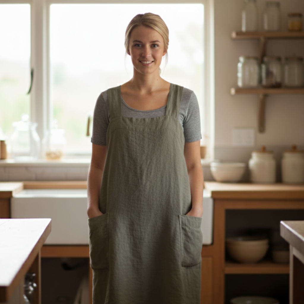 Cotton Apron Dress with Pockets – Stylish and Functional Design for Cooking and Crafts 0