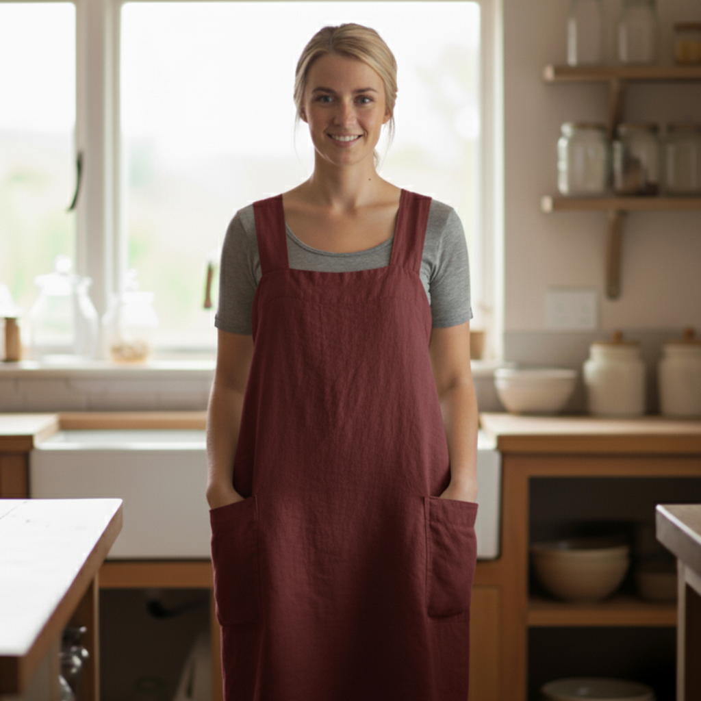 Cotton Apron Dress with Pockets – Stylish and Functional Design for Cooking and Crafts 0