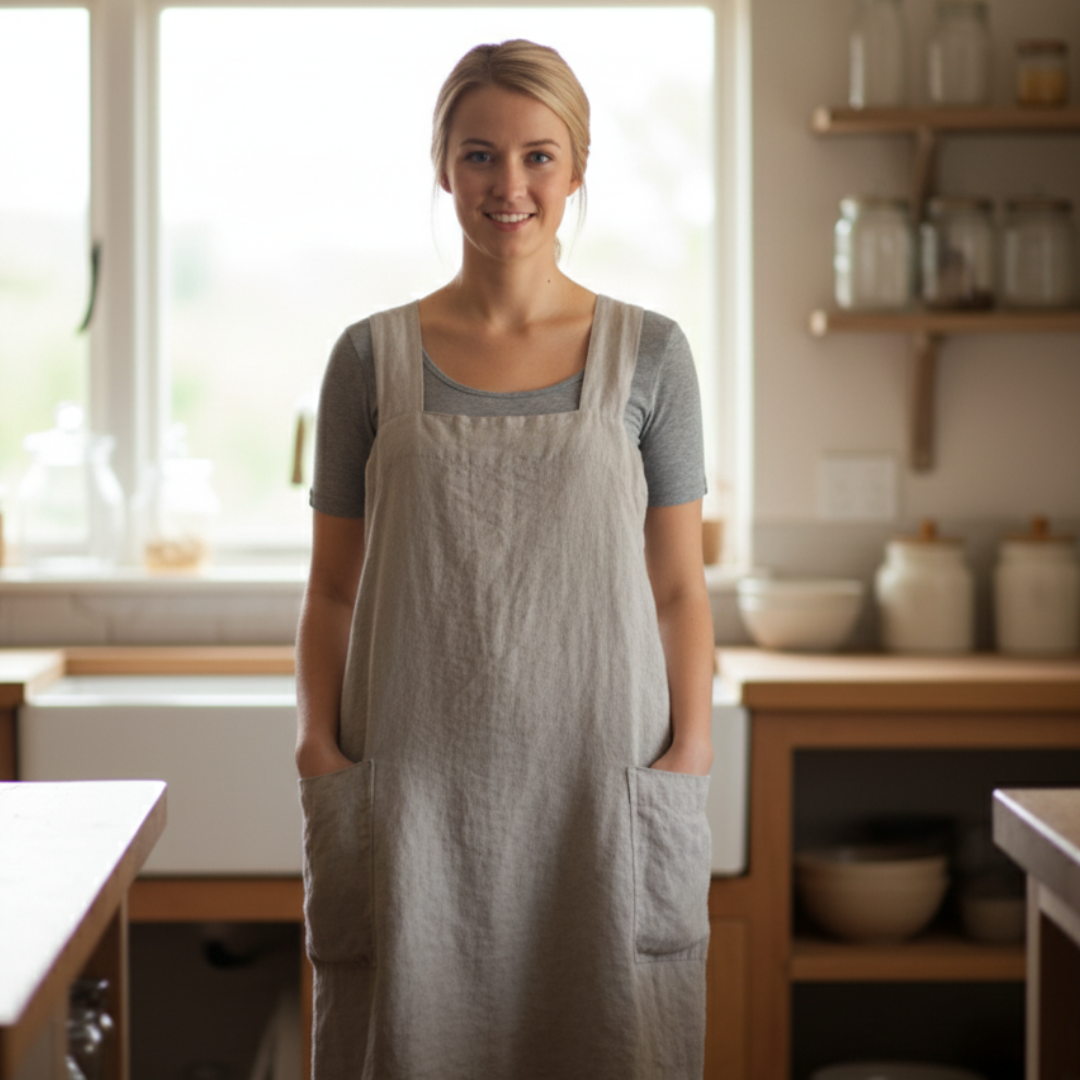 Cotton Apron Dress with Pockets – Stylish and Functional Design for Cooking and Crafts 0