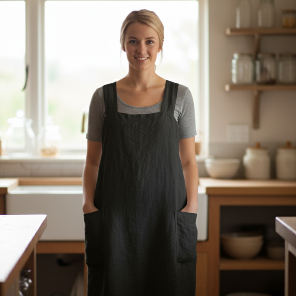 Cotton Apron Dress with Pockets – Stylish and Functional Design for Cooking and Crafts 0