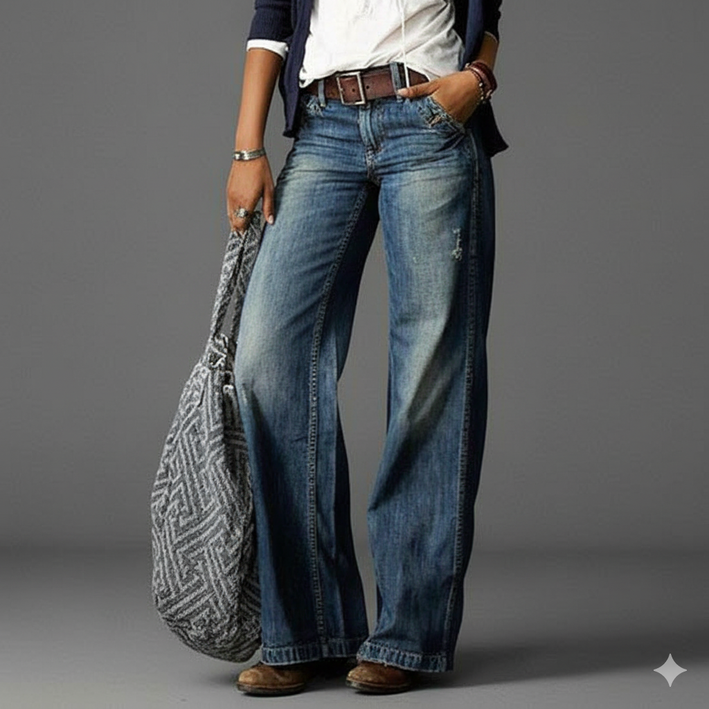 Stylish Denim Trousers for Women - Comfortable Fit, Modern Design, Versatile Style, Available in Multiple Sizes