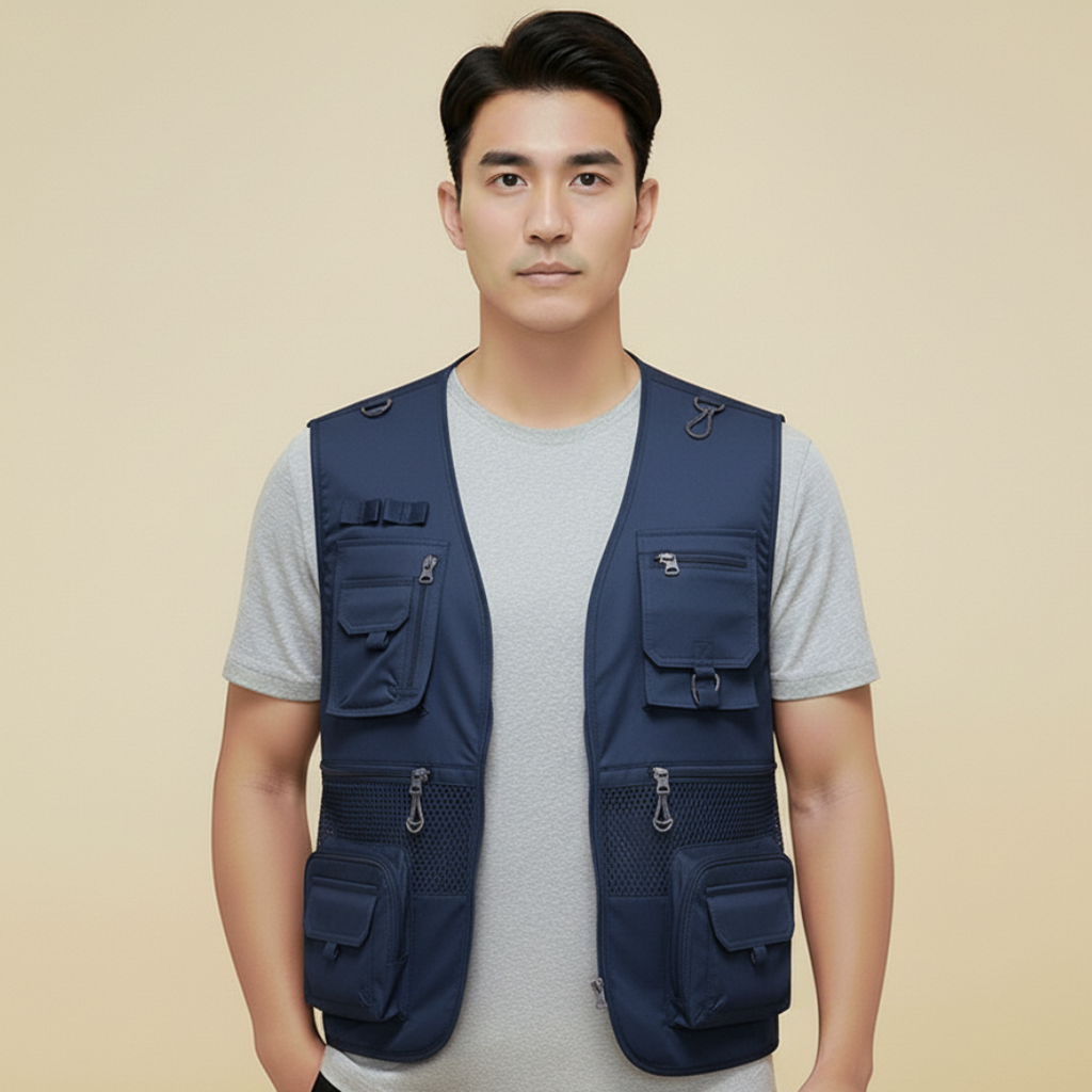 Lightweight Multi Pocket Mens Summer Vest for Outdoor Activities – Breathable Nylon and Polyester 0
