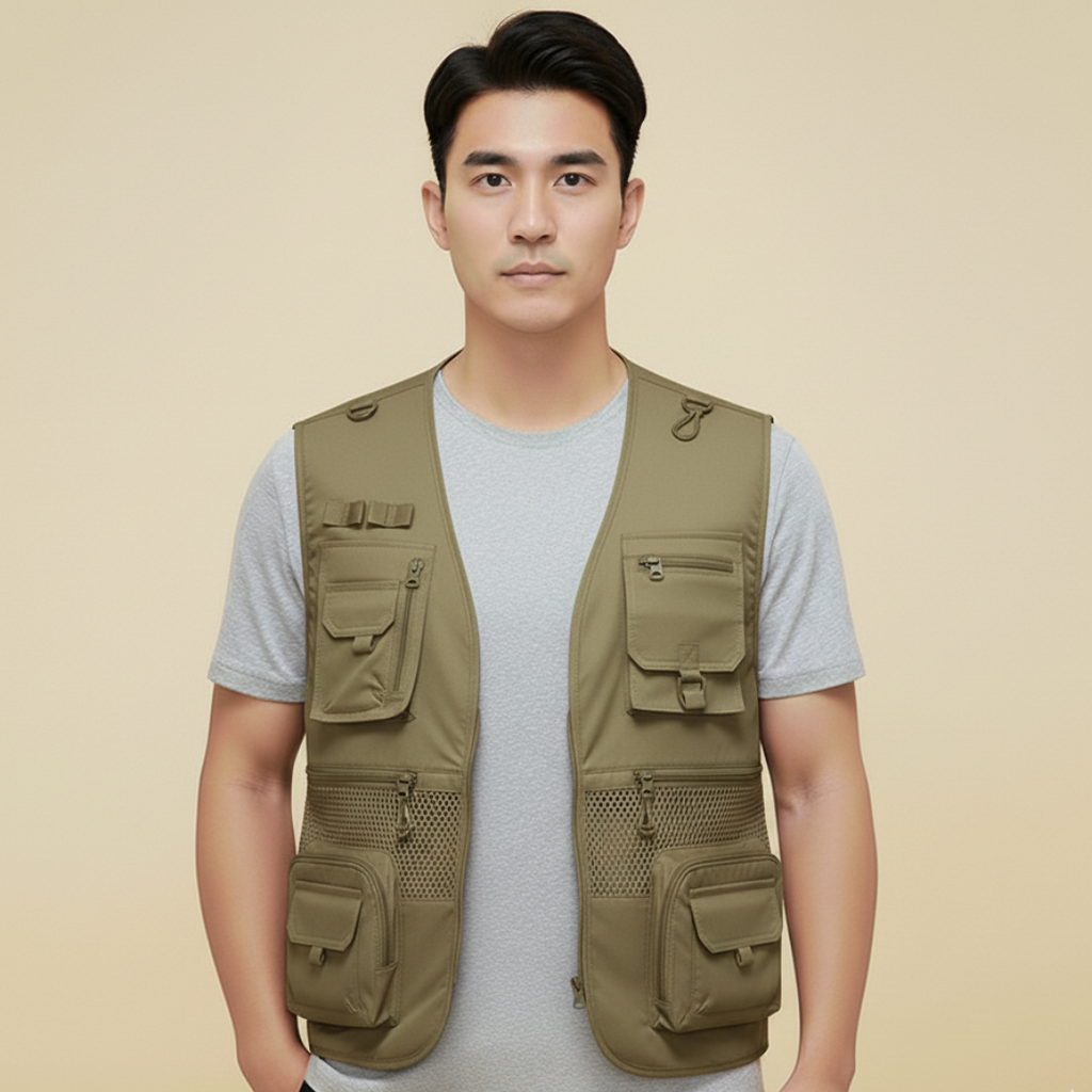Lightweight Multi Pocket Mens Summer Vest for Outdoor Activities – Breathable Nylon and Polyester 0