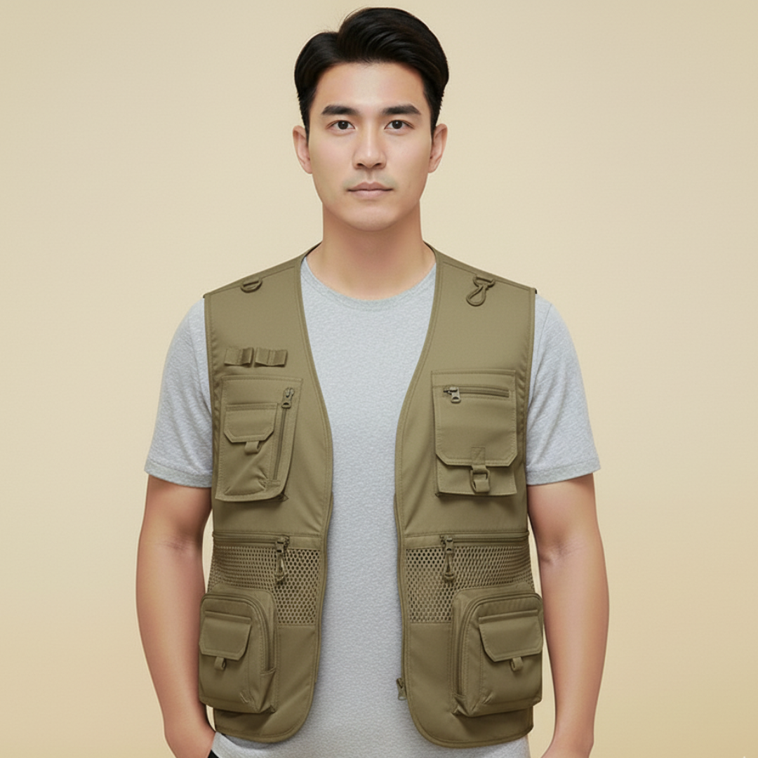 Lightweight Multi Pocket Mens Summer Vest for Outdoor Activities – Breathable Nylon and Polyester 0