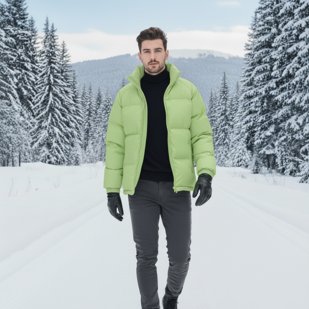 Men's Fleece-Lined Puffer Jacket – Warm Hooded Winter Coat for Outdoor Activities, Lightweight and Modern Design, Sizes S-XL 0