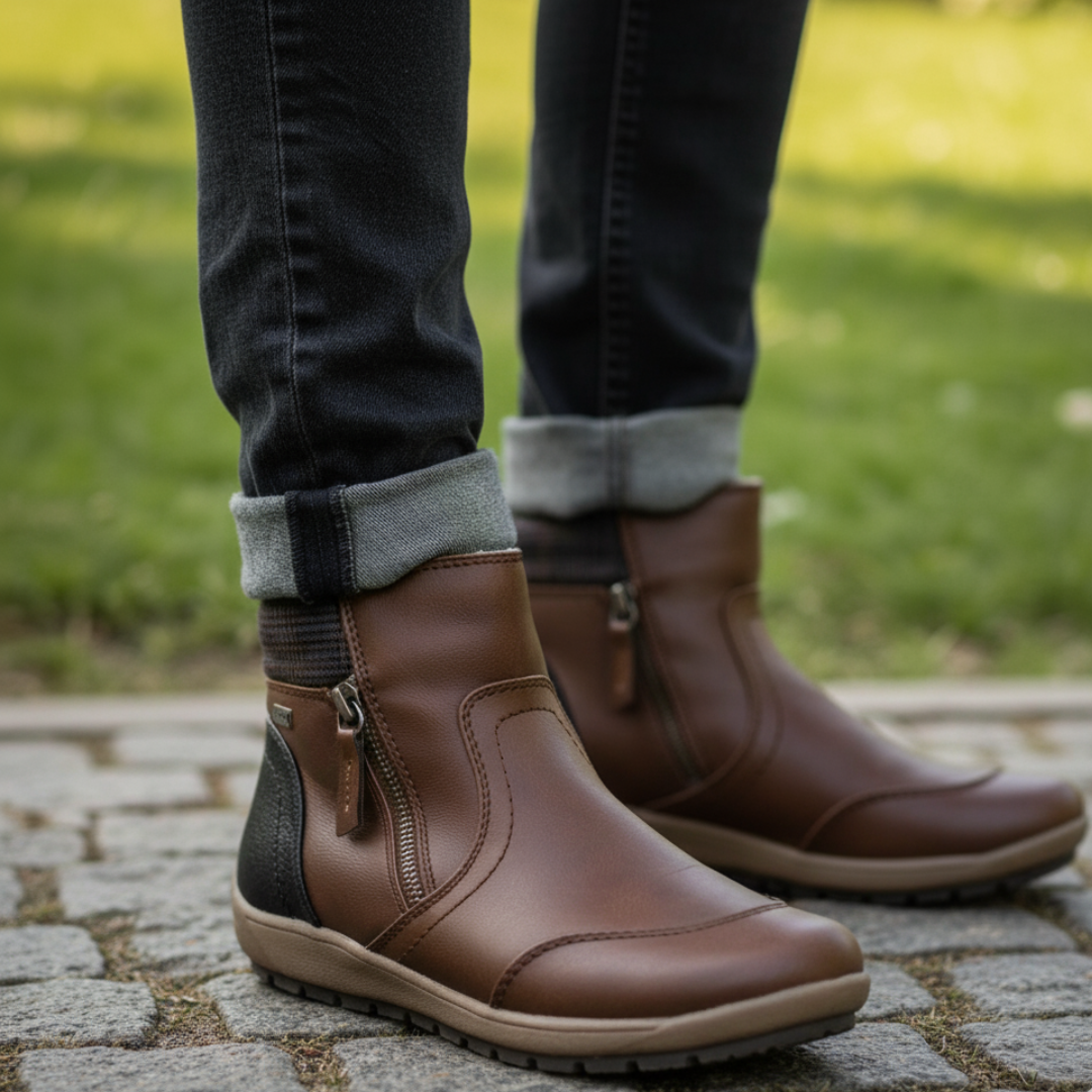 Orthopedic Zip-Up Boots with Arch Support, Non-Slip Outsole – Waterproof and Breathable Footwear for Comfort and Style 0