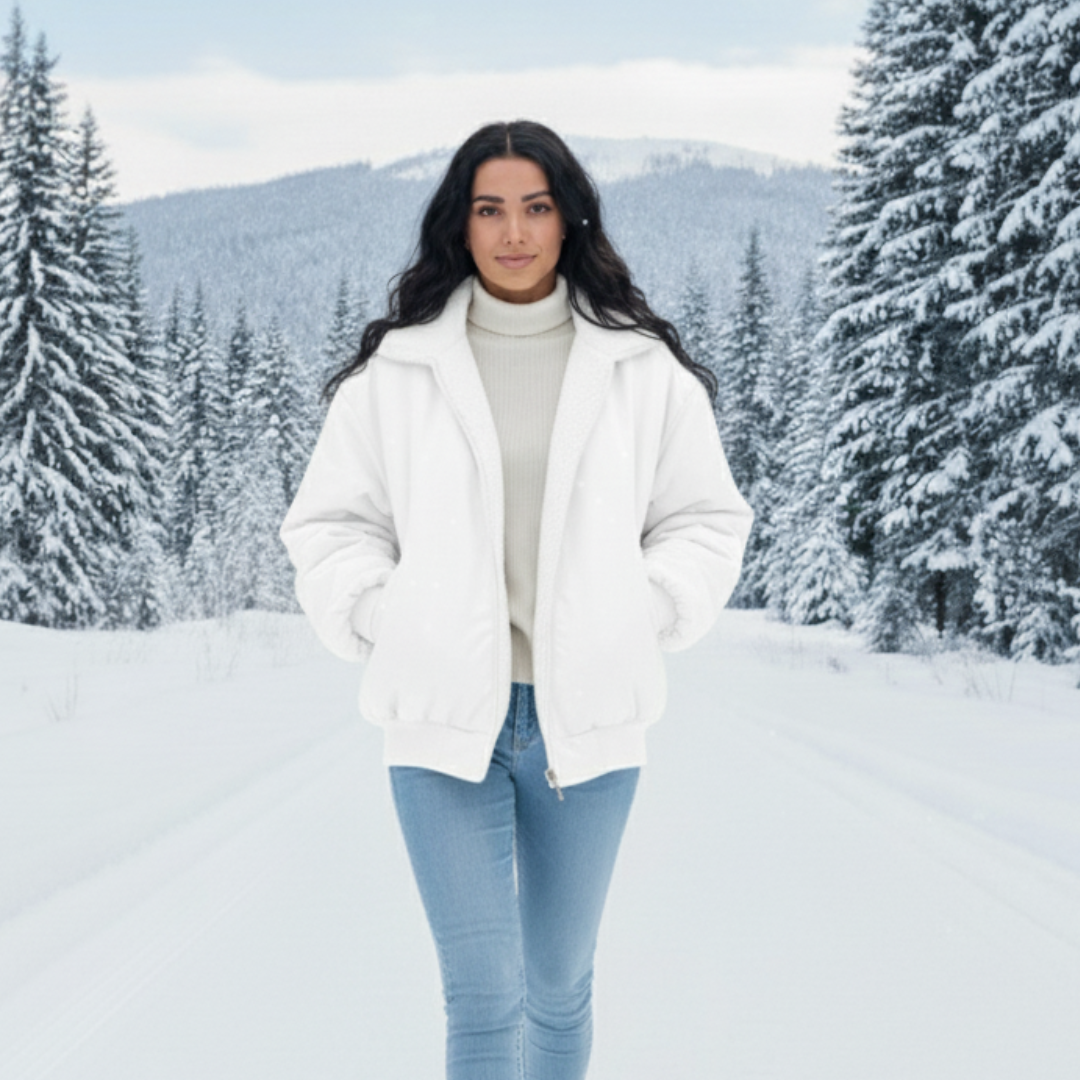 Oversized Winter Jacket for Women – Loose Fit, Soft Fabric in Grey, Black, and White, Long Sleeves, Machine Washable 0