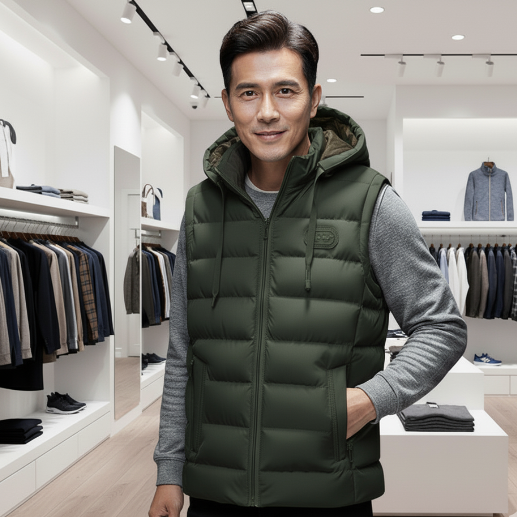 Premium Embroidered Vest with Hood – Versatile Fall Layering Piece 0