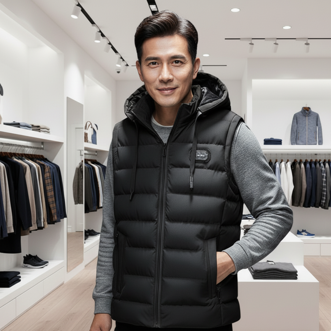 Premium Embroidered Vest with Hood – Versatile Fall Layering Piece 0