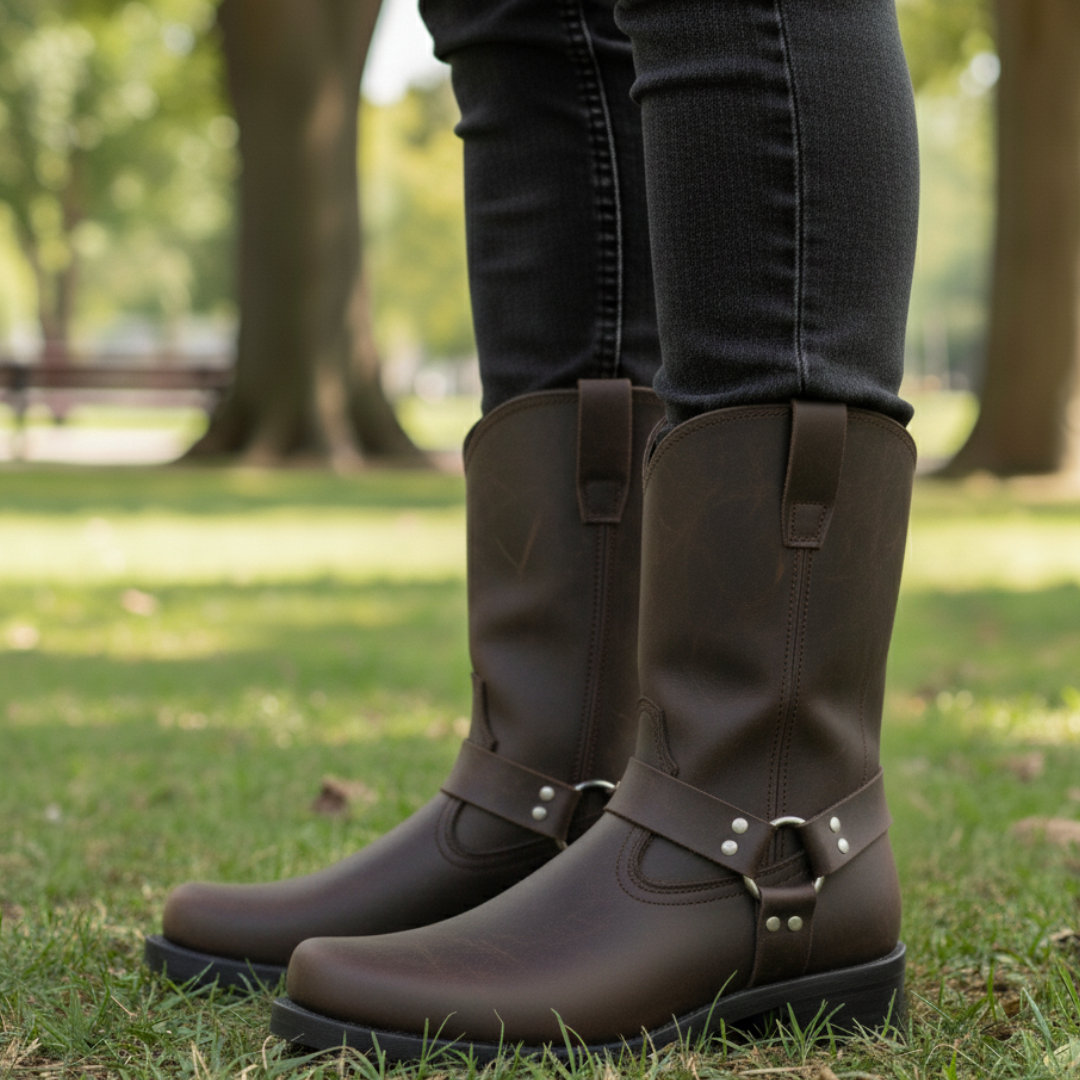 Vintage-Inspired Premium Leather Mens Cowboy Boots – Comfortable Western Footwear for Casual and Formal Wear 0