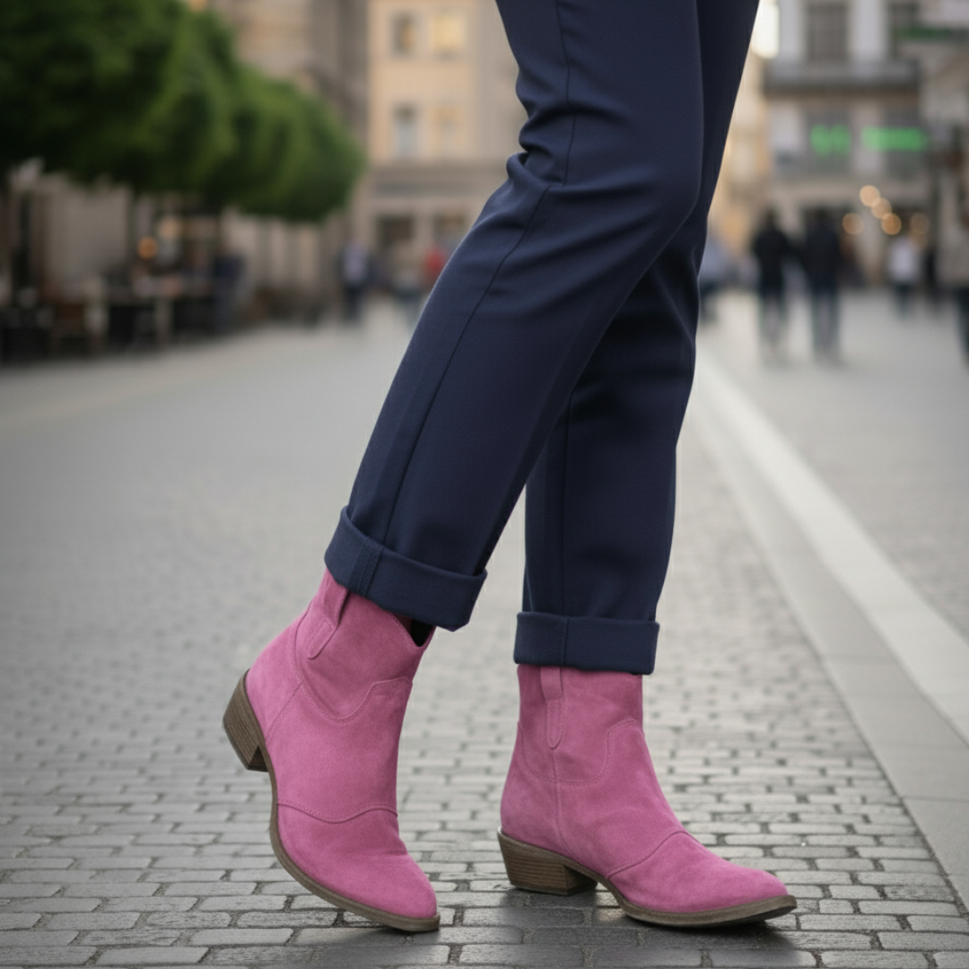 Vintage Style Cowboy Ankle Boots for Women – Comfortable Martin Boots in Khaki 