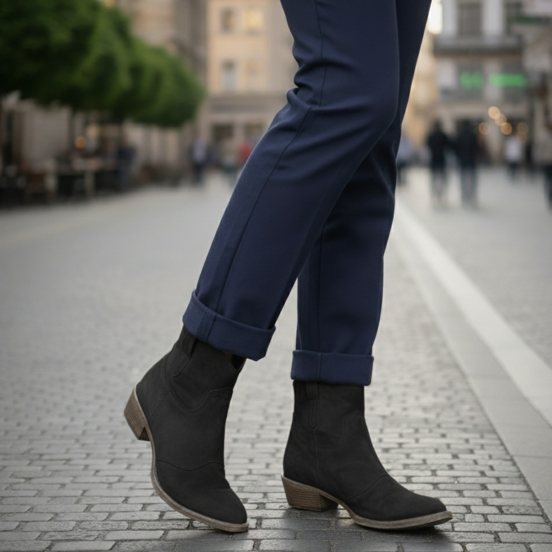 Vintage Style Cowboy Ankle Boots for Women – Comfortable Martin Boots in Khaki 