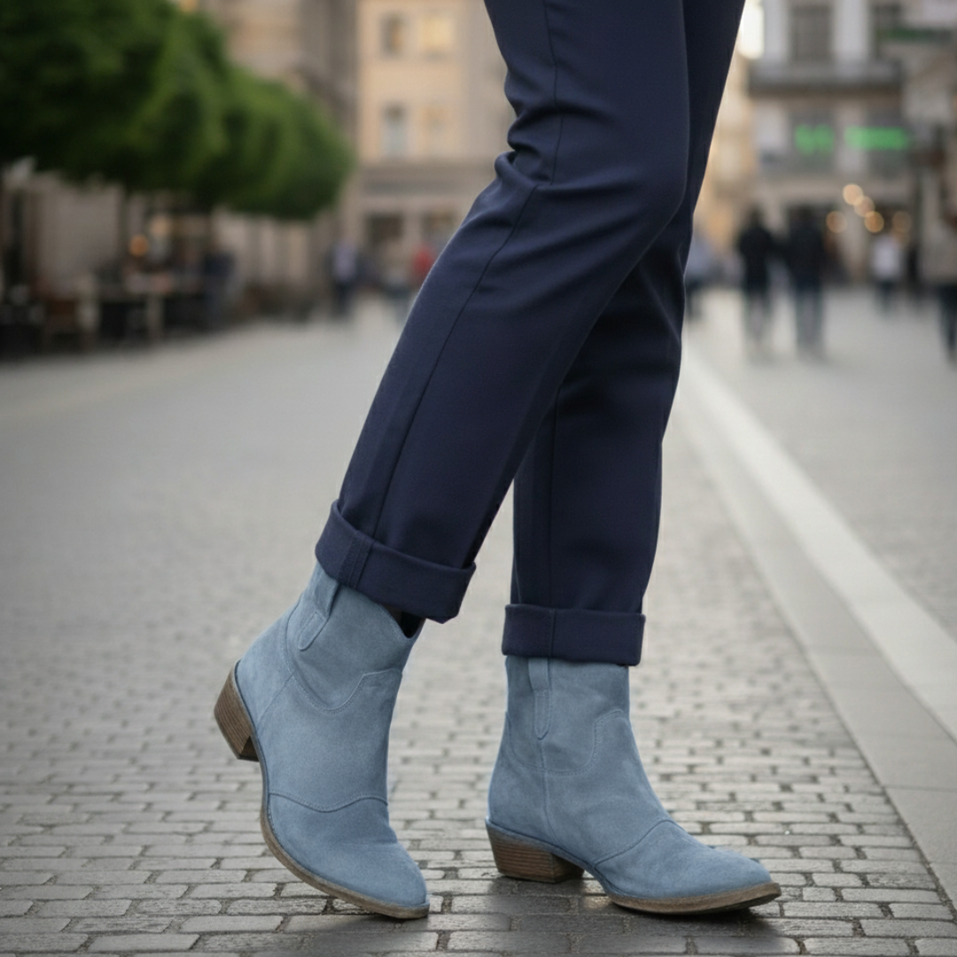 Vintage Style Cowboy Ankle Boots for Women – Comfortable Martin Boots in Khaki 