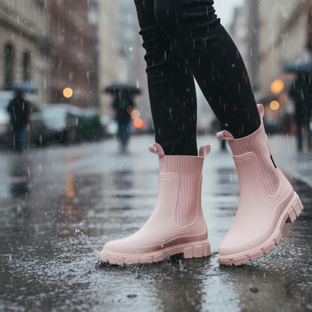 Waterproof Rubber Boots for Women with Anti-Slip Sole – Lightweight Rain Boots for All Weather Conditions 
