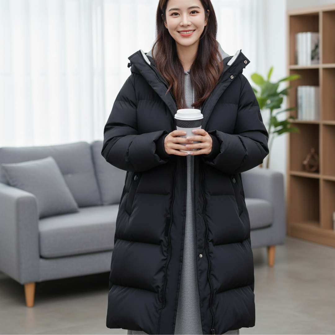 Windproof Long Down Jacket for Men – Insulated Puffer Jacket with Hood and High Collar, Waterproof, -20°C Warmth, Available in S-XL 0