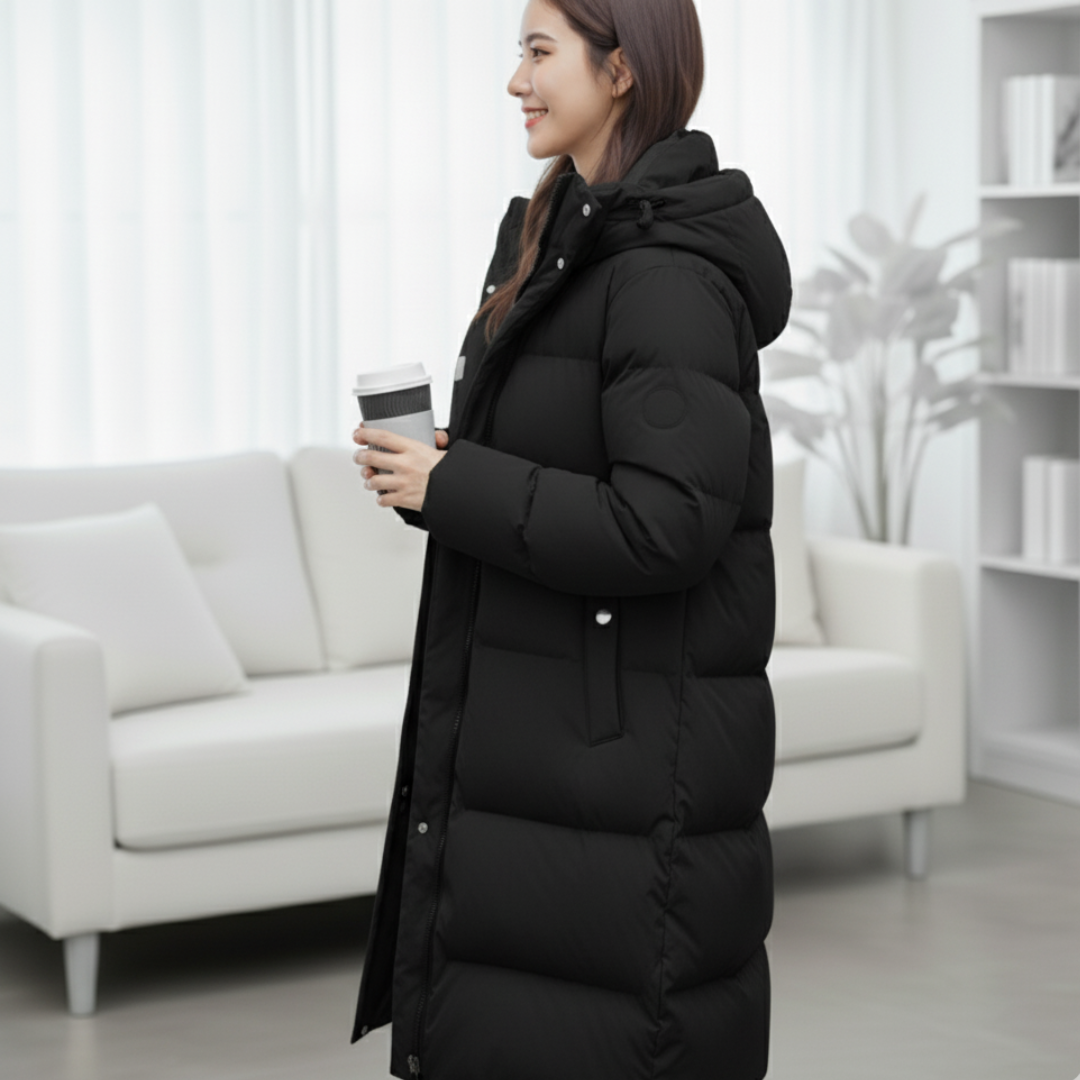 Windproof Long Down Jacket for Men – Insulated Puffer Jacket with Hood and High Collar, Waterproof, -20°C Warmth, Available in S-XL 0