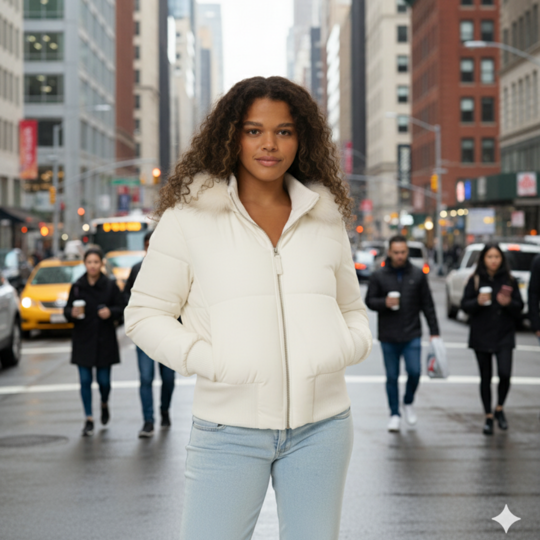 Women's Quilted Winter Jacket with Removable Hood and Elastic Cuffs – Stylish Warm Outerwear for Cold Weather 