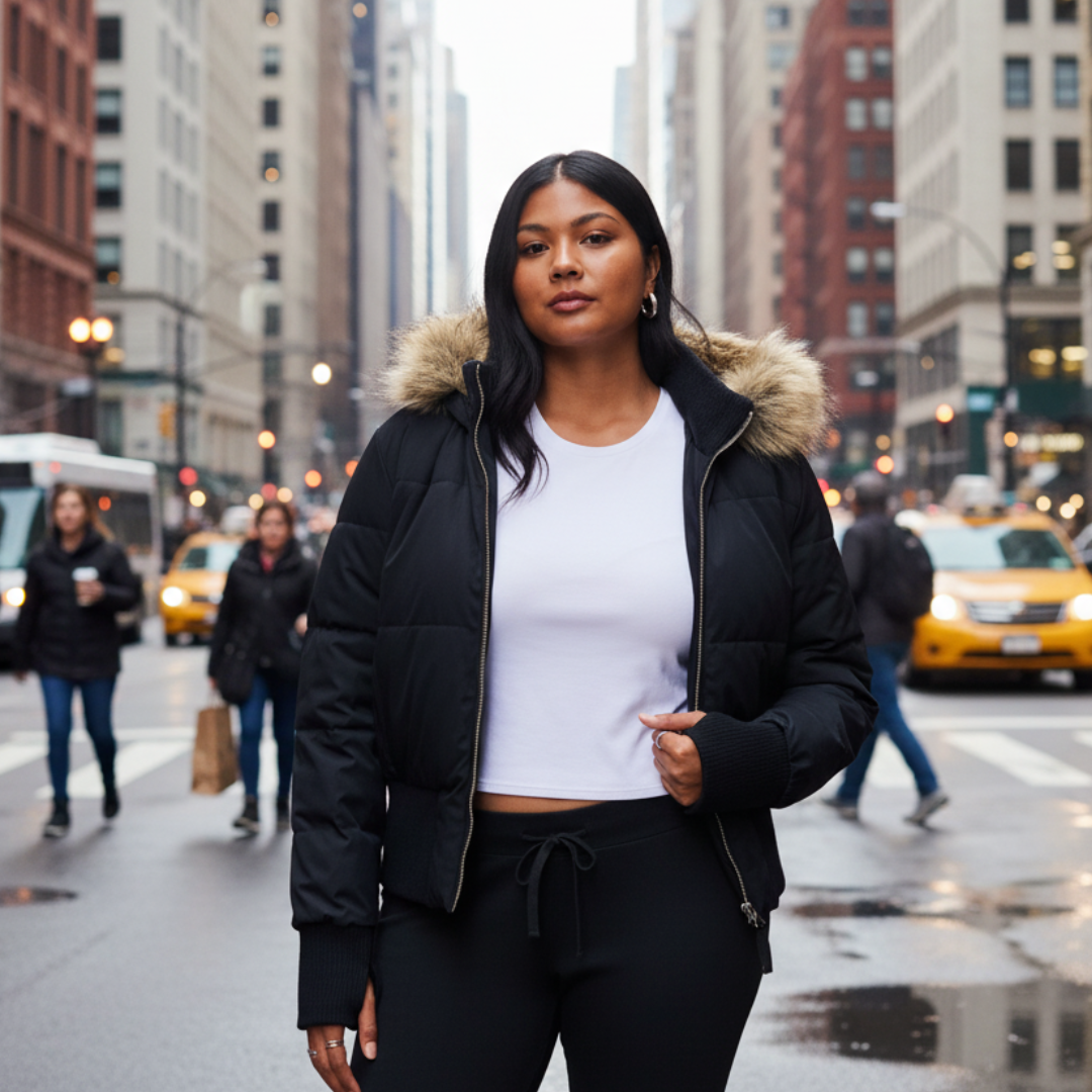 Women's Quilted Winter Jacket with Removable Hood and Elastic Cuffs – Stylish Warm Outerwear for Cold Weather 