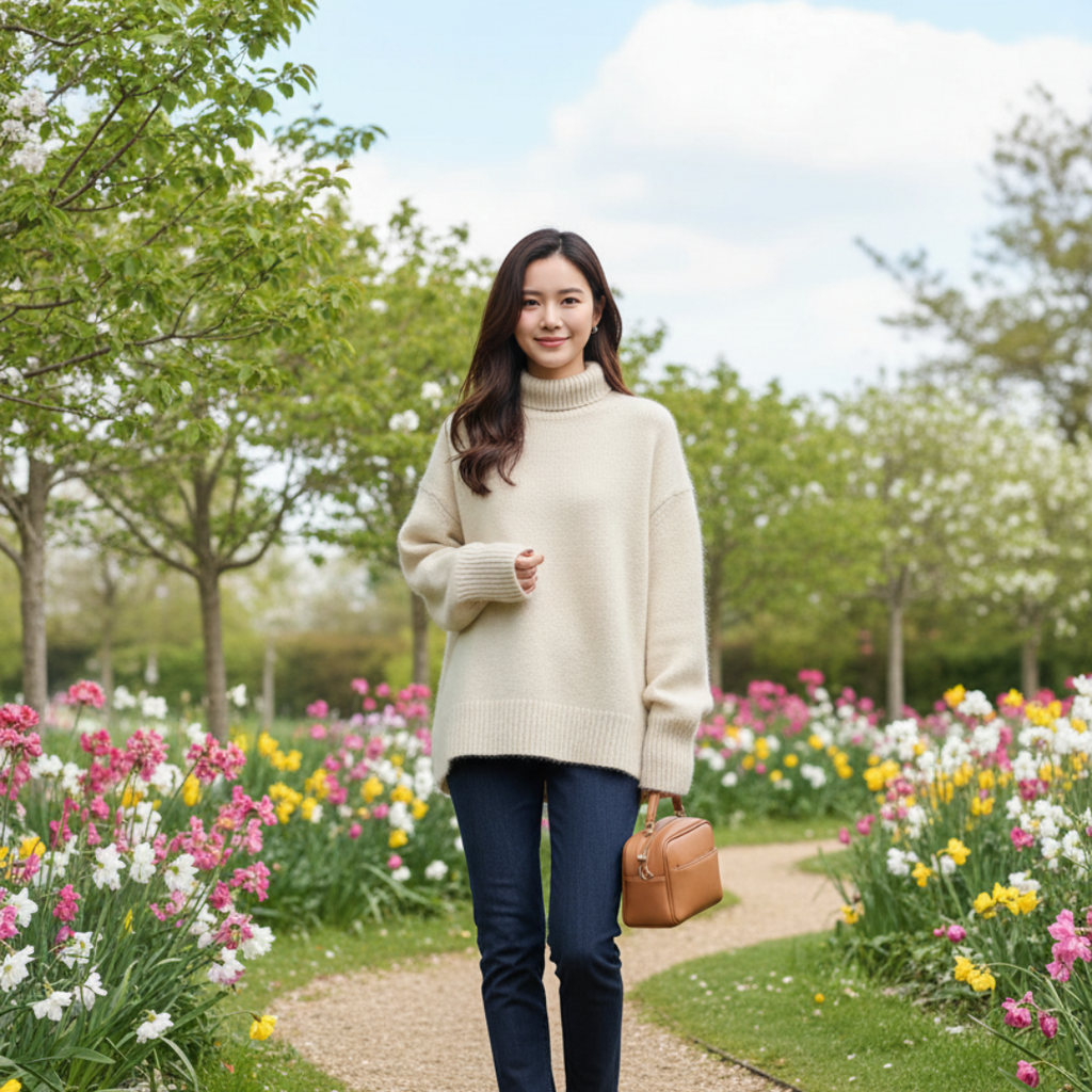 Women's Turtleneck Sweater – Elegant and Comfortable Knitwear in Beige, Gray, and Khaki 0