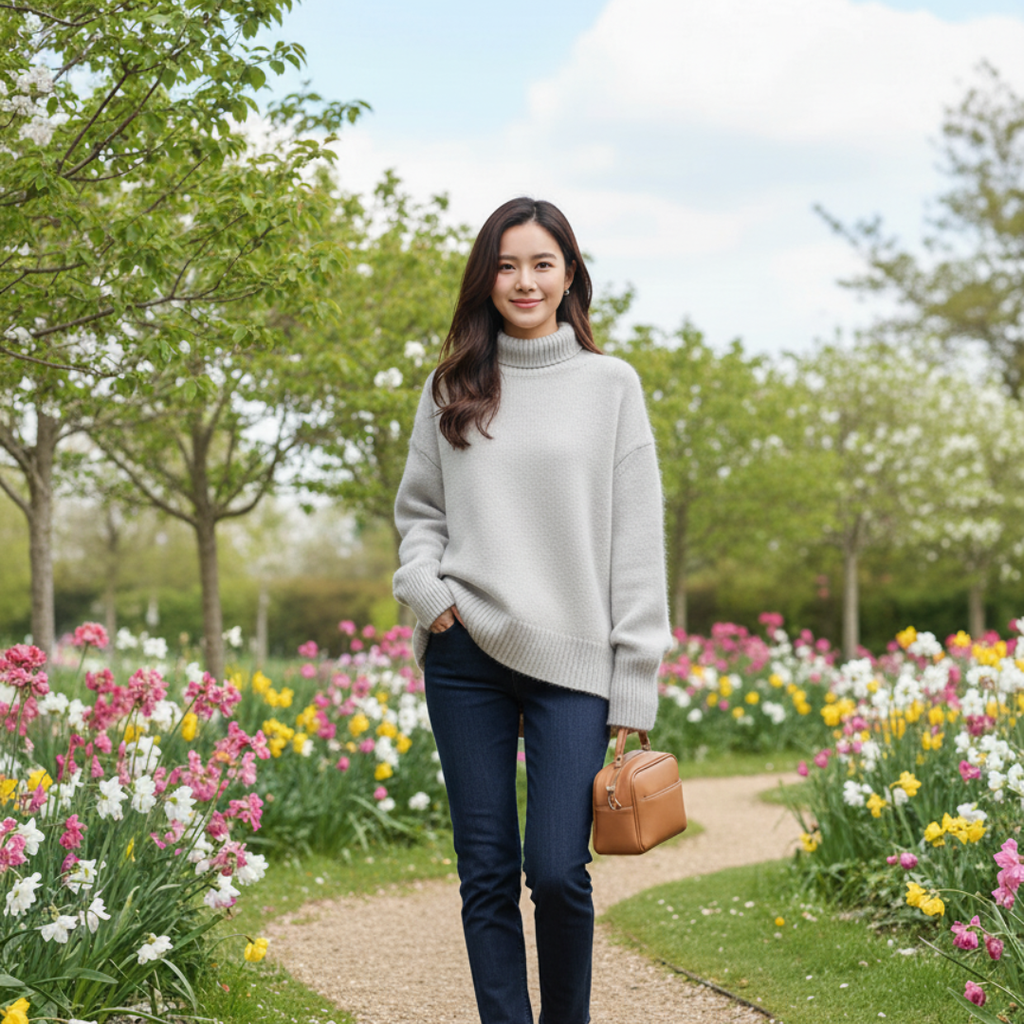 Women's Turtleneck Sweater – Elegant and Comfortable Knitwear in Beige, Gray, and Khaki 0