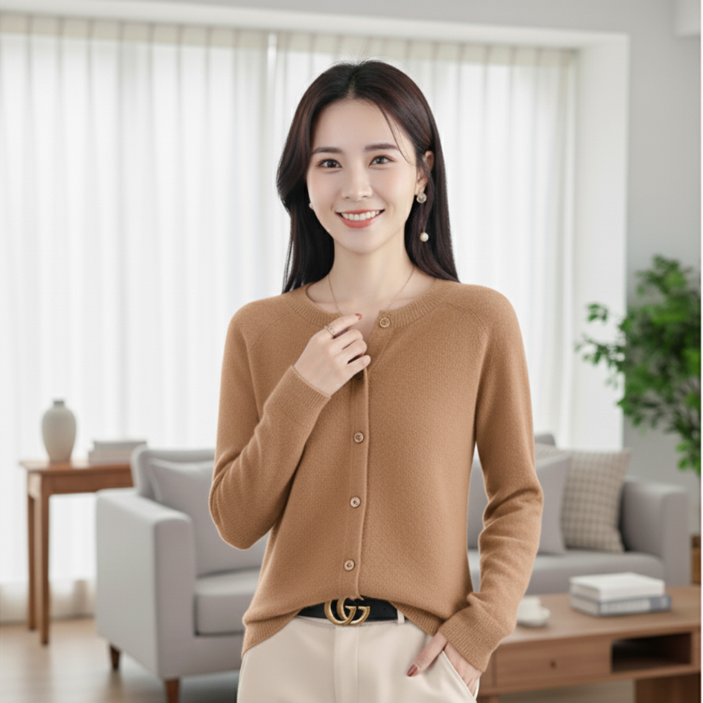 Women's White Cardigan Sweater – Elegant Long Sleeve Knitwear for Winter 14