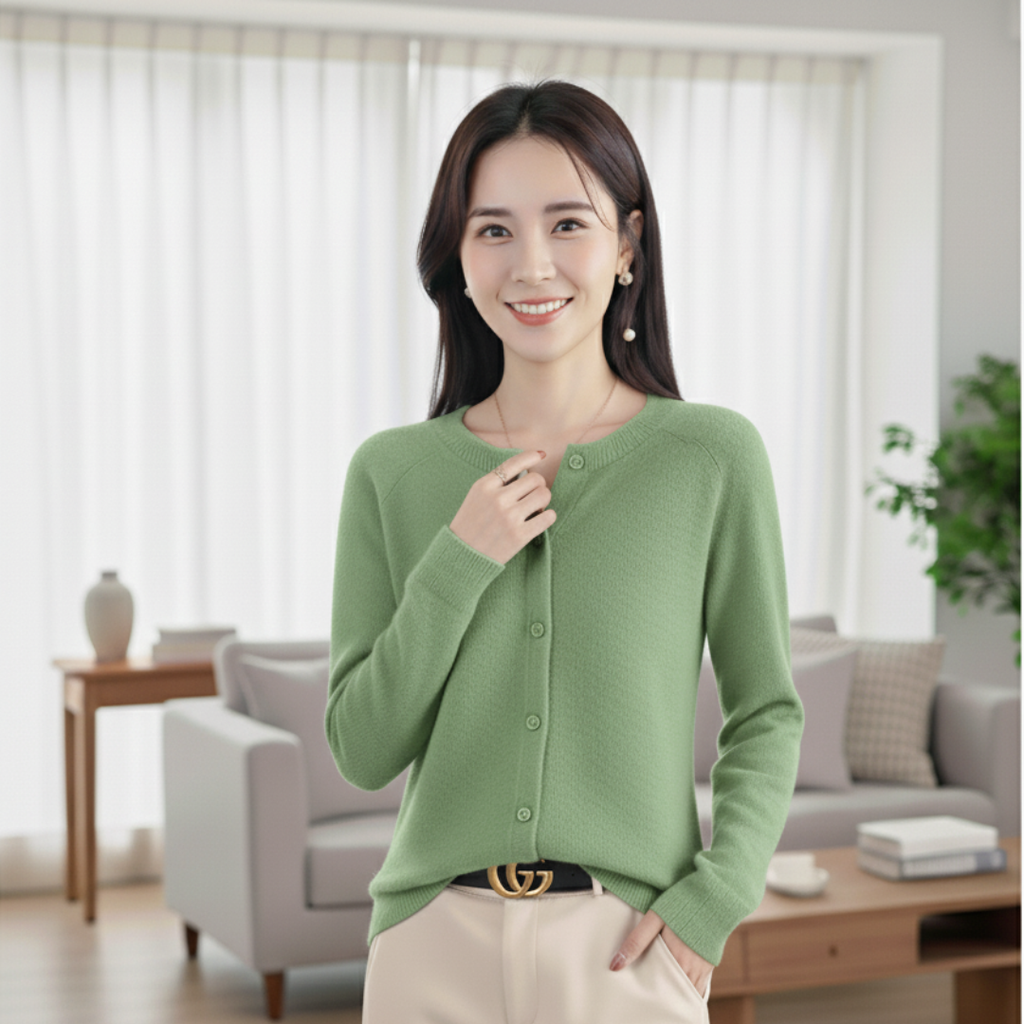 Women's White Cardigan Sweater – Elegant Long Sleeve Knitwear for Winter 14