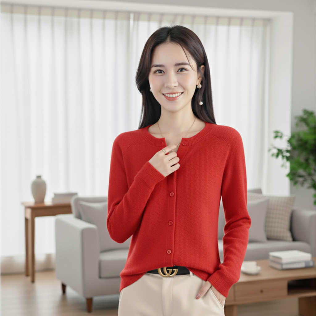 Women's White Cardigan Sweater – Elegant Long Sleeve Knitwear for Winter 14