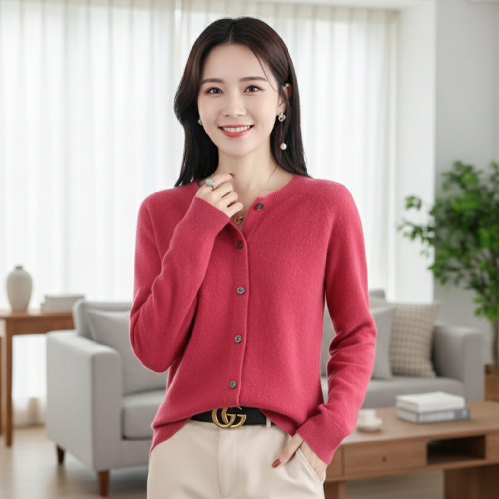 Women's White Cardigan Sweater – Elegant Long Sleeve Knitwear for Winter 14