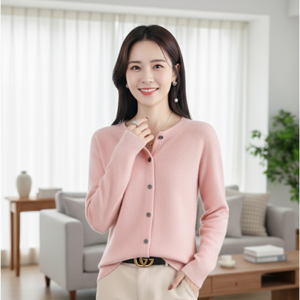 Women's White Cardigan Sweater – Elegant Long Sleeve Knitwear for Winter 14