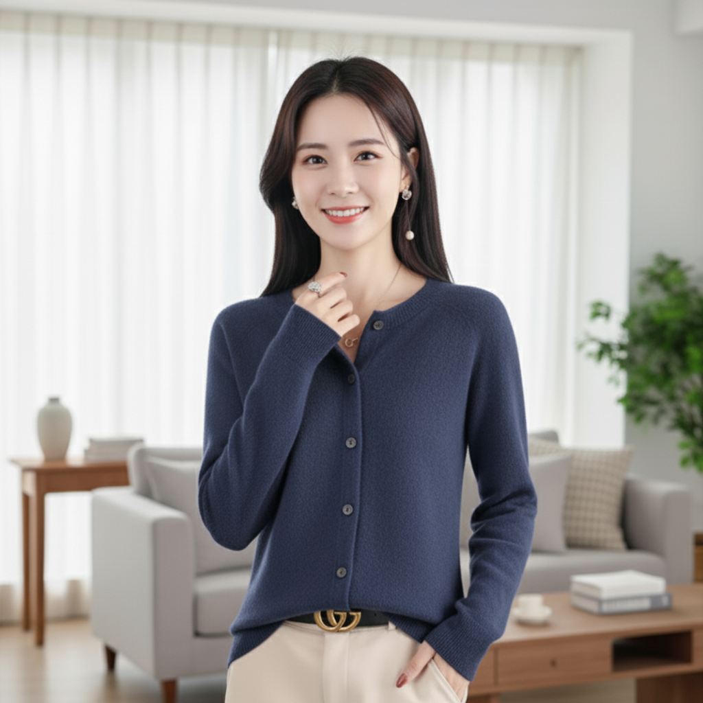 Women's White Cardigan Sweater – Elegant Long Sleeve Knitwear for Winter 14