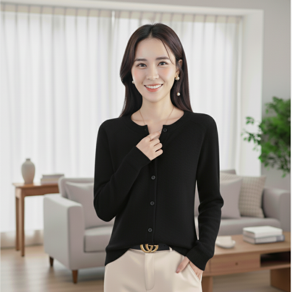 Women's White Cardigan Sweater – Elegant Long Sleeve Knitwear for Winter 14