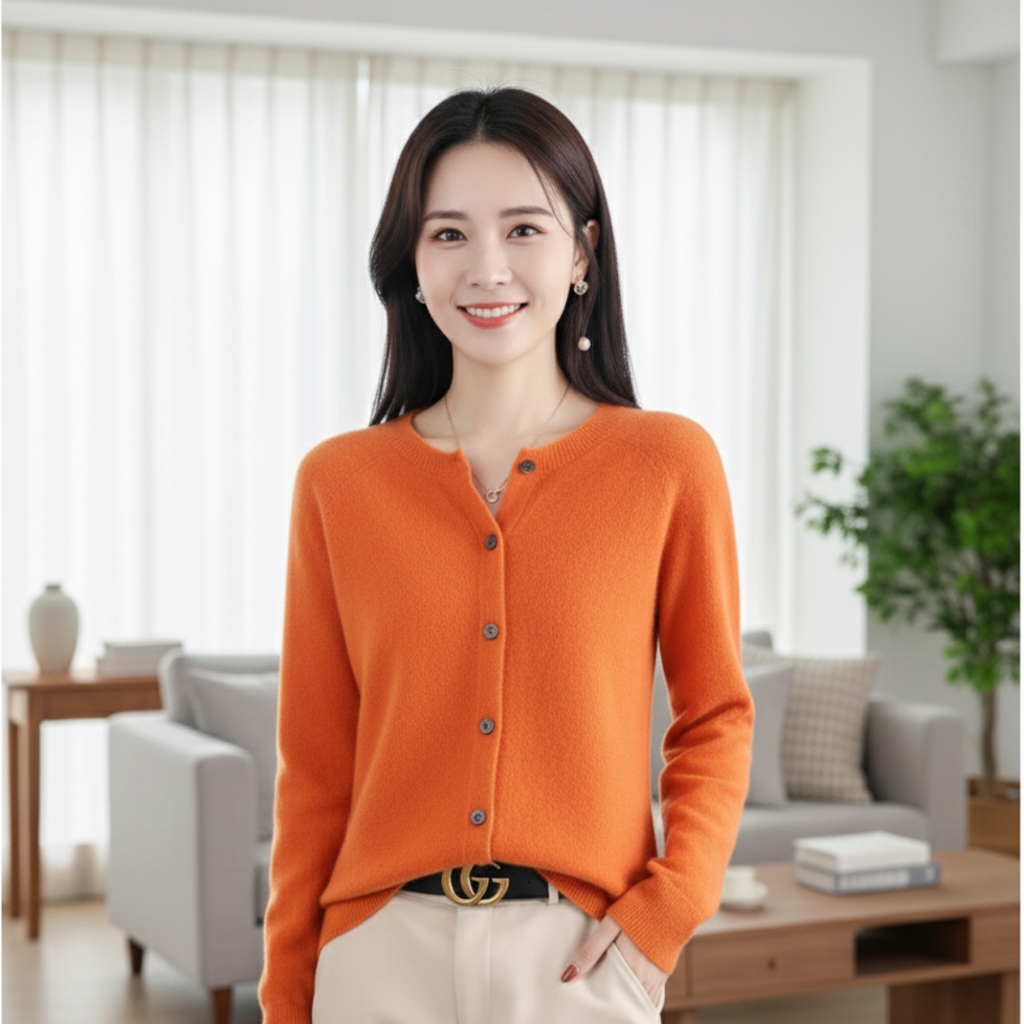 Women's White Cardigan Sweater – Elegant Long Sleeve Knitwear for Winter 14