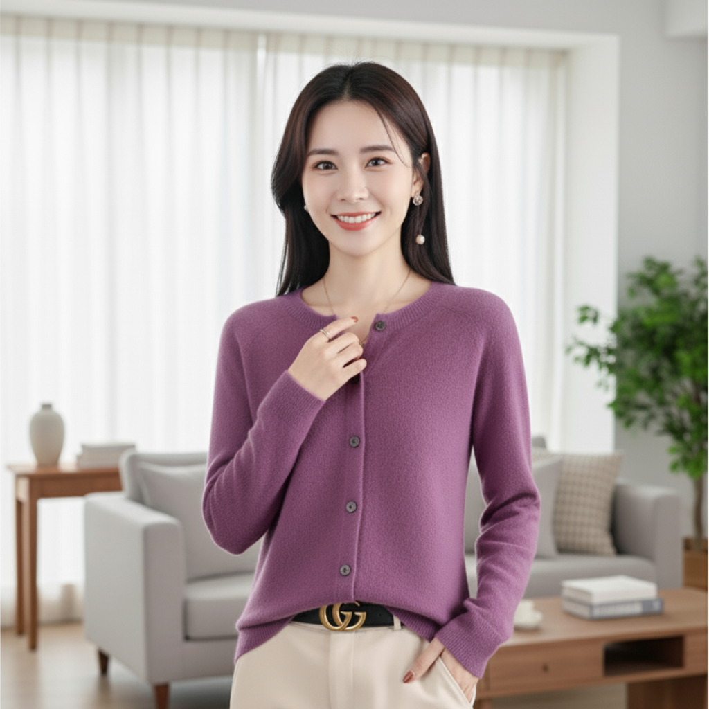 Women's White Cardigan Sweater – Elegant Long Sleeve Knitwear for Winter 14