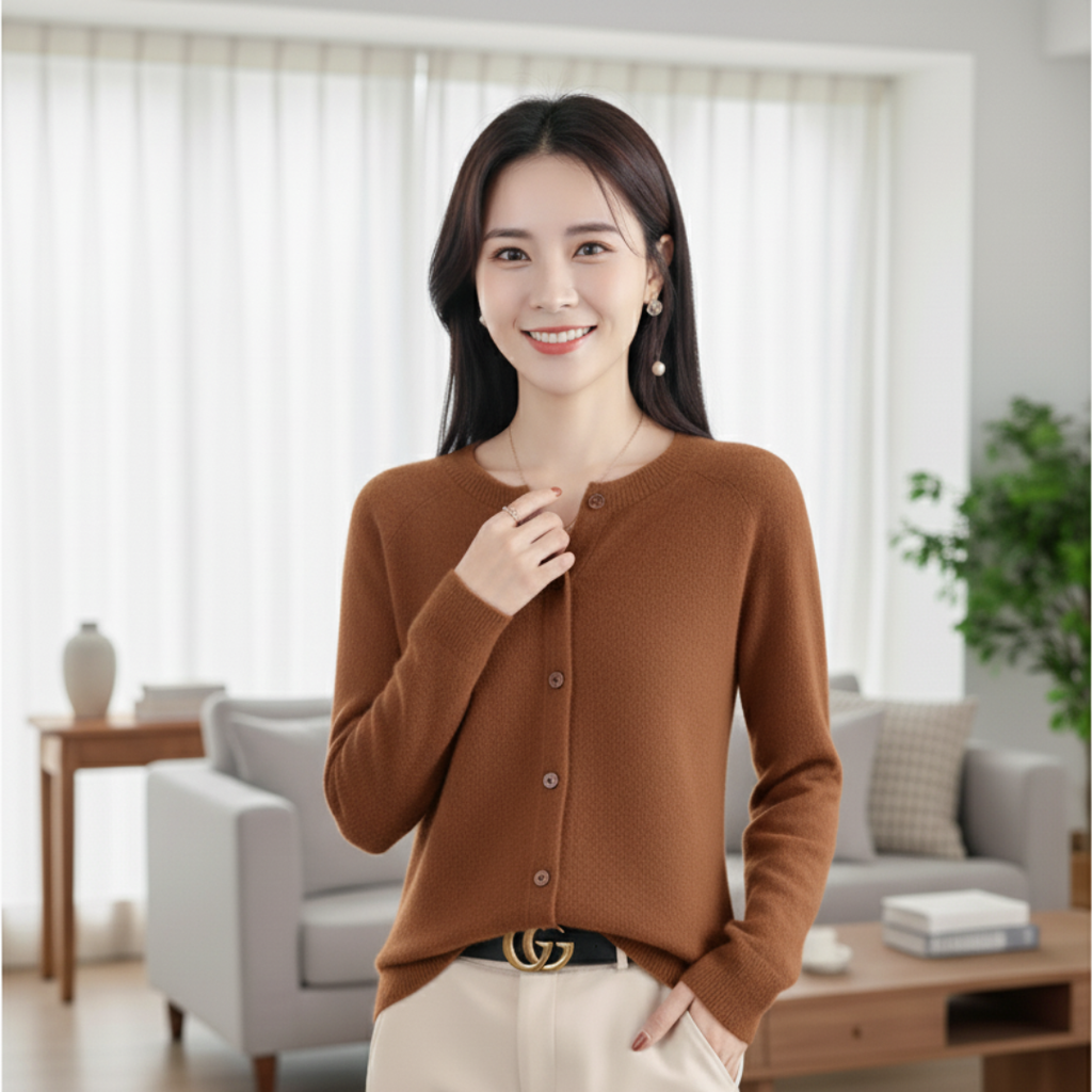 Women's White Cardigan Sweater – Elegant Long Sleeve Knitwear for Winter 14