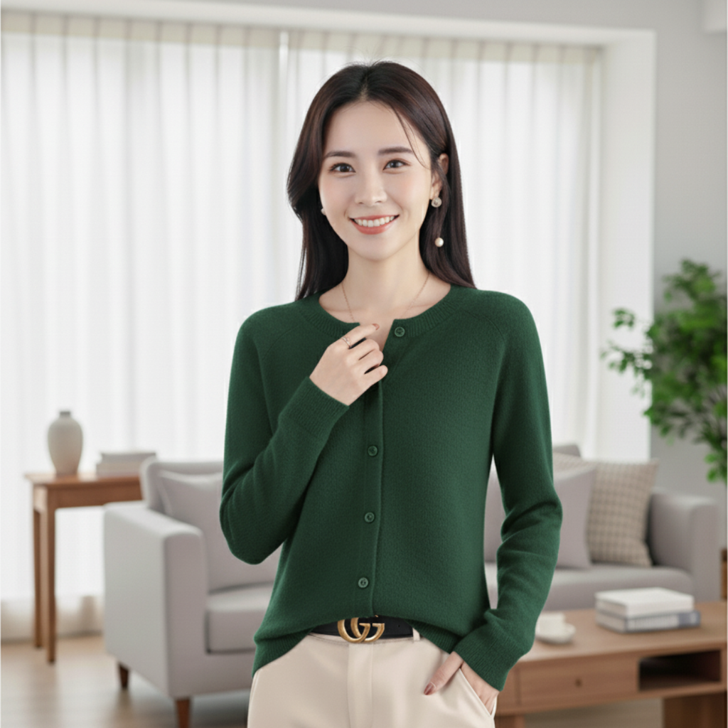 Women's White Cardigan Sweater – Elegant Long Sleeve Knitwear for Winter 14